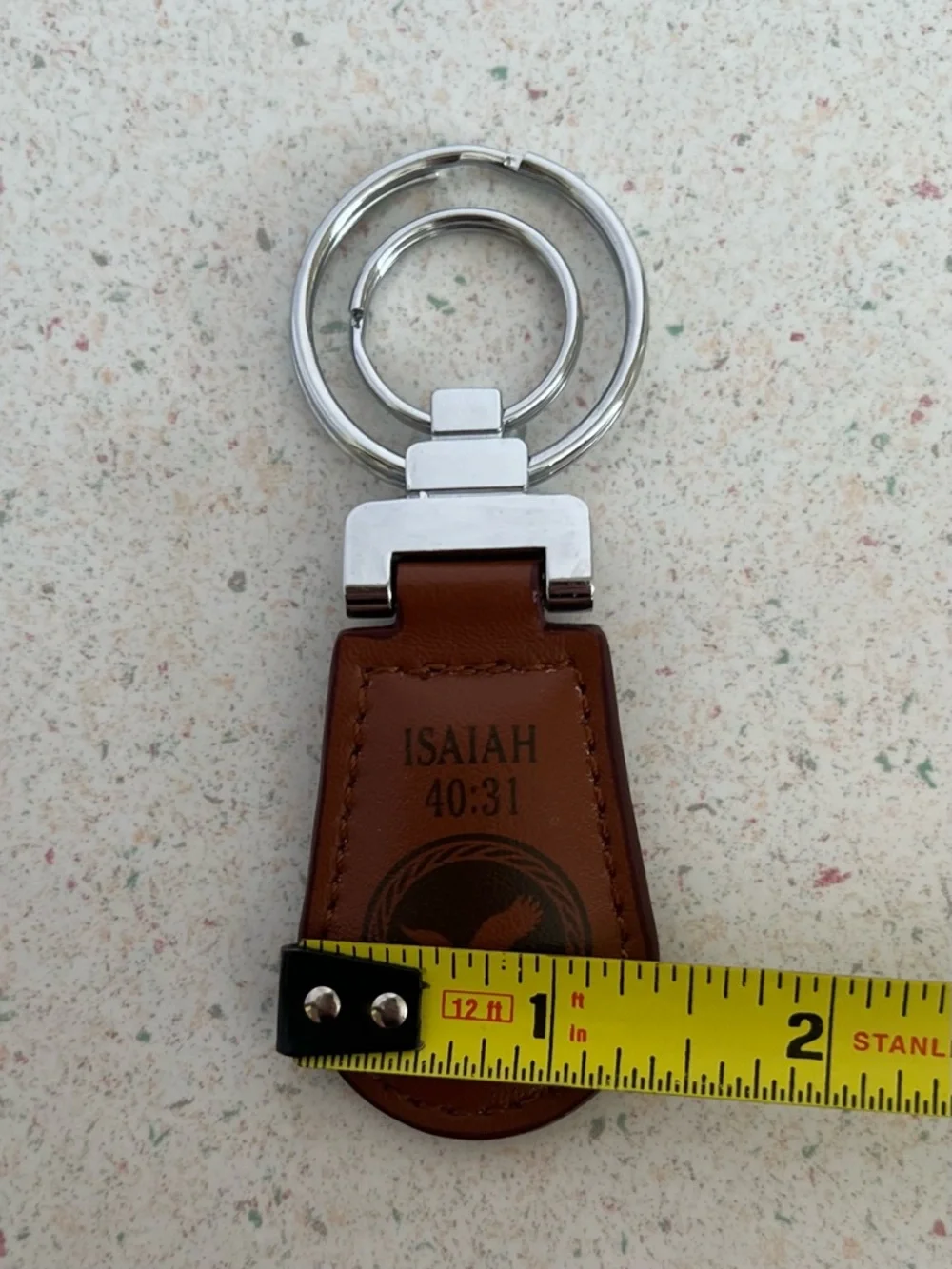 Leather Style Isaiah 40:31 Eagle Emblem Keychain NEW “They Shall Soar On Wings”